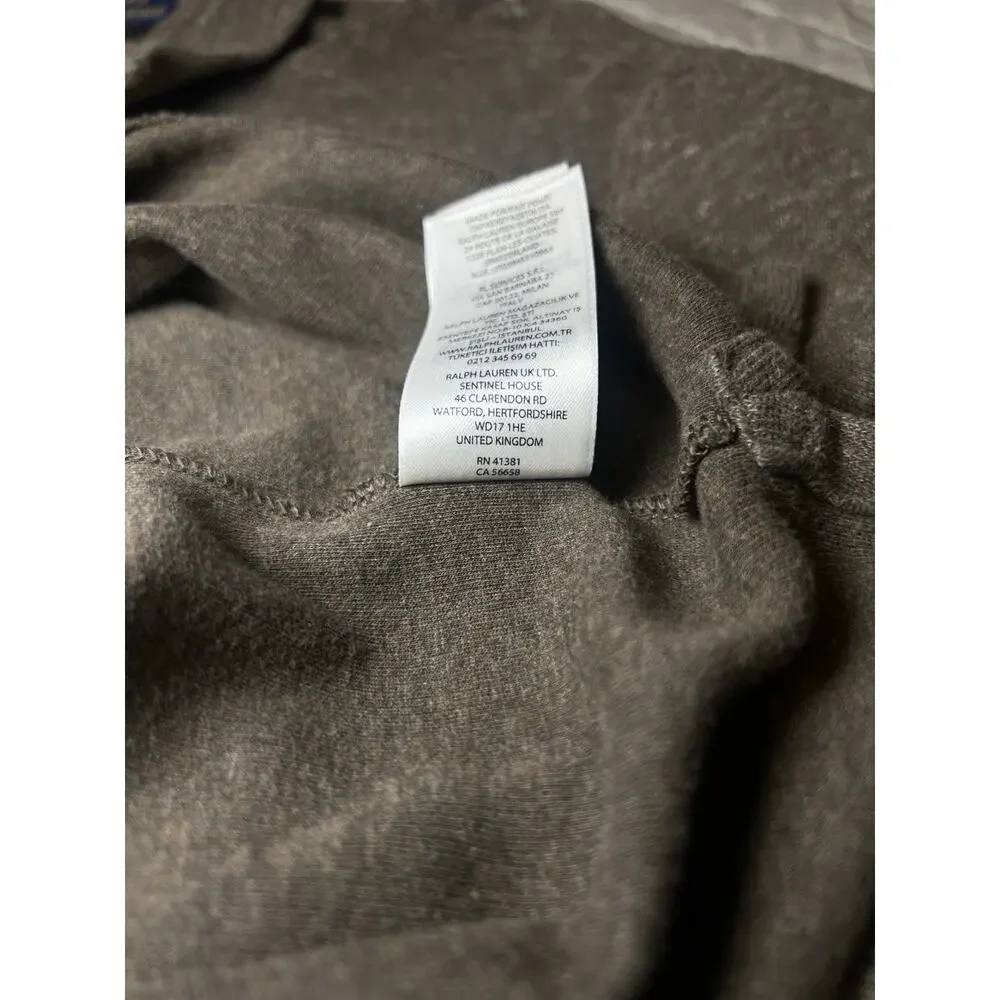 Polo Ralph‎ Lauren Sweater XL TG Brown Heather 1/4 Zip Estate Rib Pullover